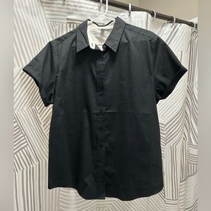 Androgynous Fox Black Short Sleeve Button Up